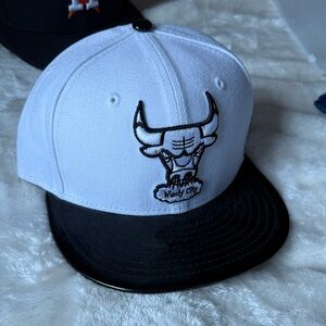 White and Black Windy City Bull Snapback Hat